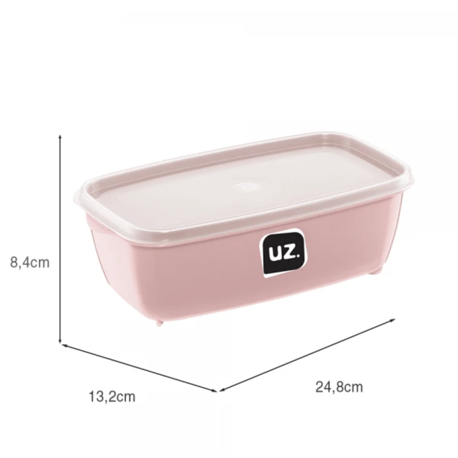 Pote Multiuso Organizador Retangular Com Tampa 1.5l Uz Rosa