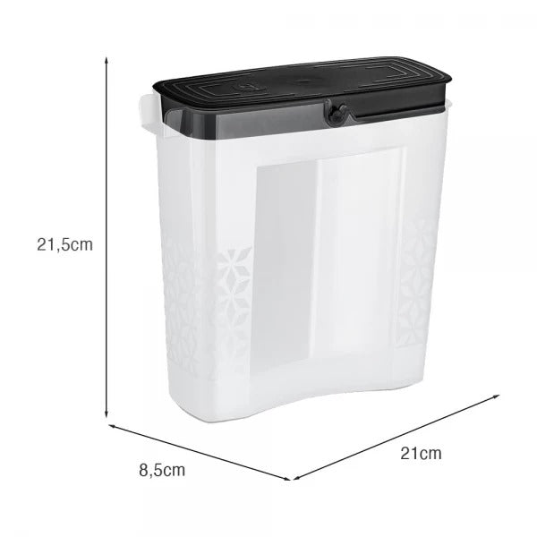 Porta Dispenser Sabão Em Pó Amaciante Com Tampa Dosador Preto 1,6kg
