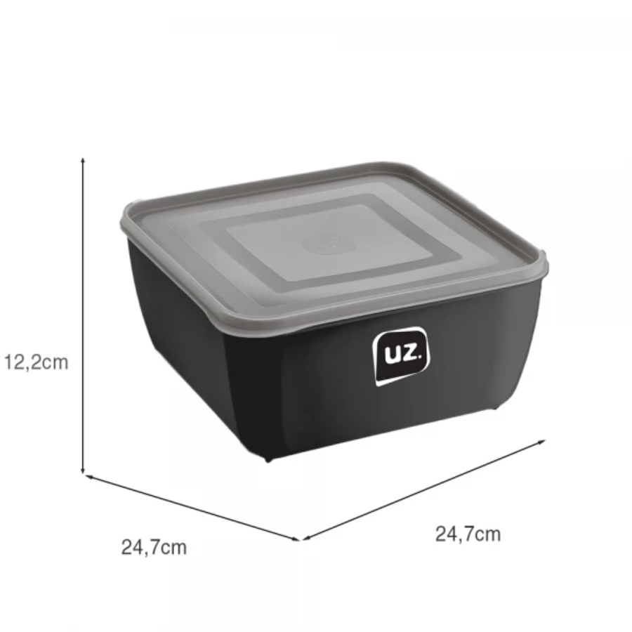 Pote Multiuso Organizador Alimento Quadrado 5l Uz Preto