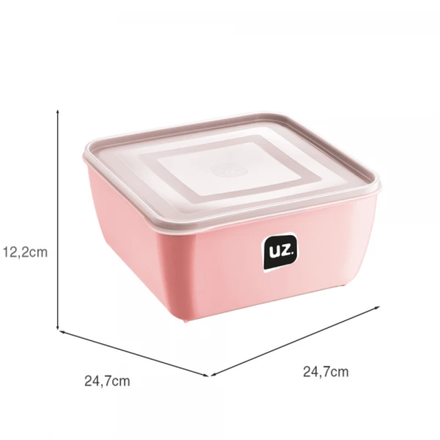 Pote Multiuso Organizador Alimento Quadrado Tampa 5l Uz Rosa