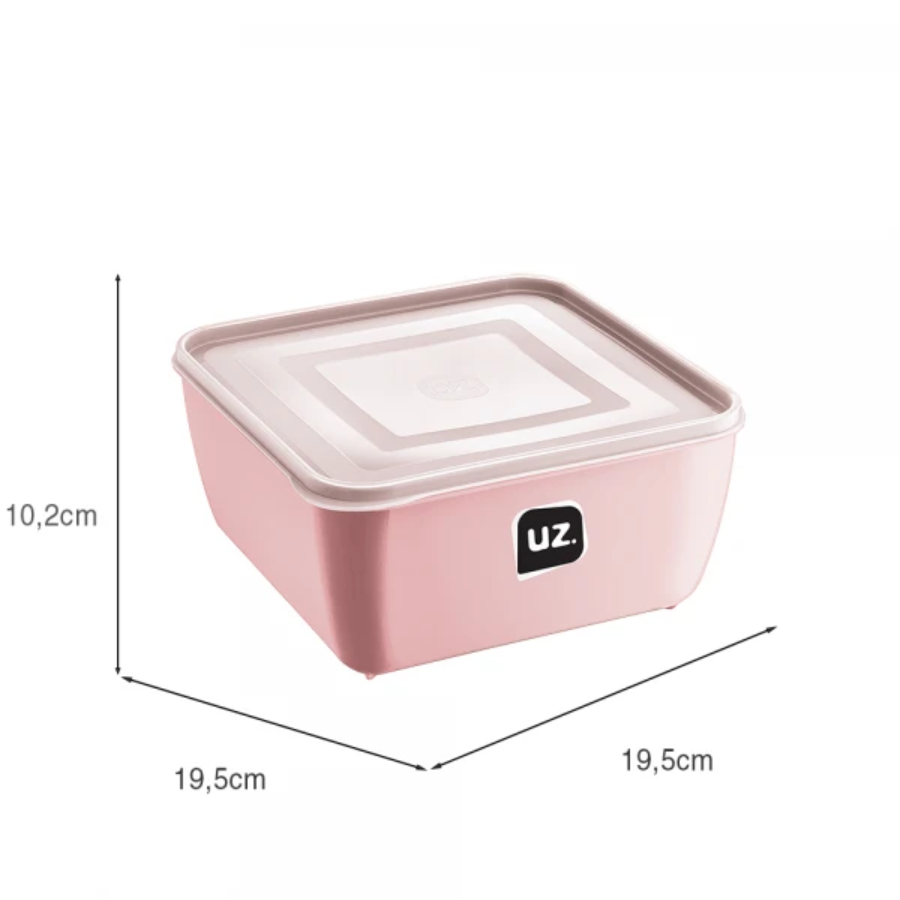 Pote Organizador Alimento Quadrado Com Tampa 2.5l Uz Rosa