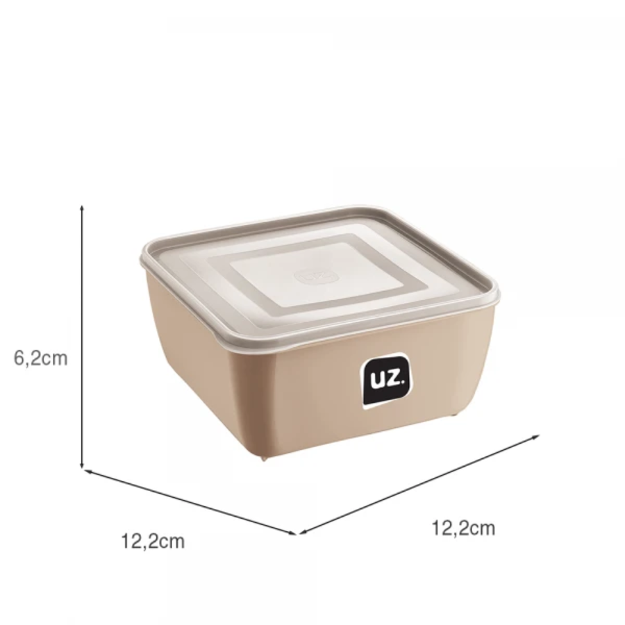 Pote Organizador Alimento Quadrado Com Tampa 500ml Uz Bege