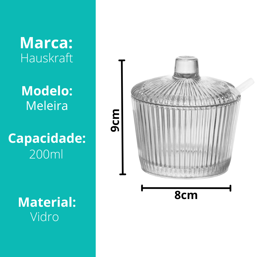 Meleira Porta Mel Vidro Com Tampa Dosador Graffiato 200ml