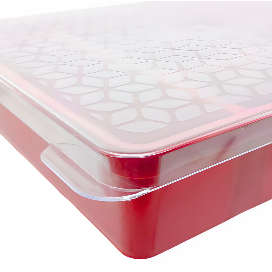 Porta Talher Organizador Gaveta Com Tampa Plástico Resistente 5 Divisórias Vermelho