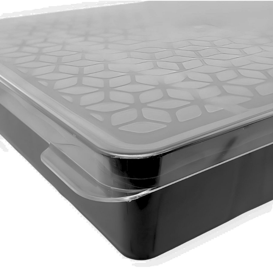 Porta Talher Organizador Gaveta Com Tampa Plástico Resistente 5 Divisórias Preto