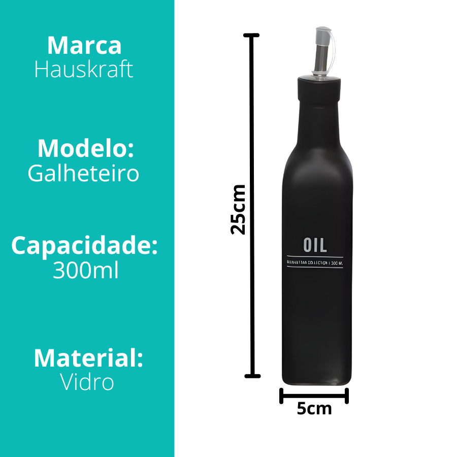 Porta Azeite Azeiteiro Vinagre Galheteiro Manhattan Dosador 275ml
