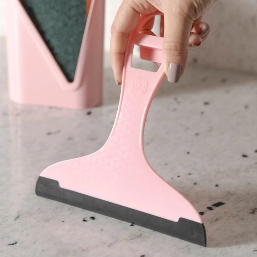 Porta Detergente Esponja Lixeira E Rodinho Kit Cozinha Rosa