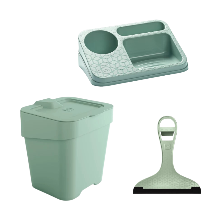Organizador Pia + Lixeira Pia 2.5L + Rodo Pia Verde