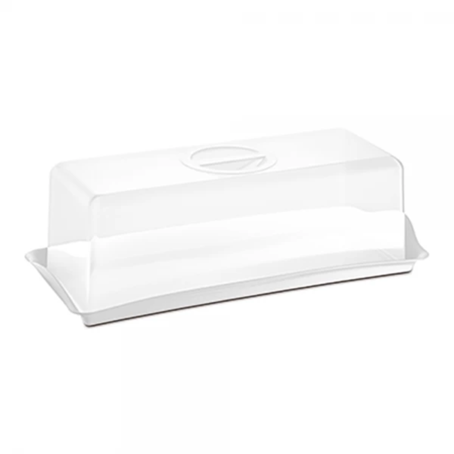 Porta Guarda Pão De Forma Em Plástico Com Tampa Branco