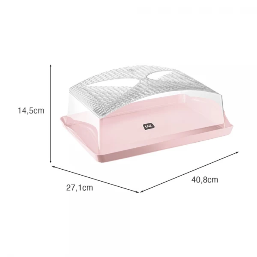 Boleira Retangular de Plástico Rosa - UZ661-ROS