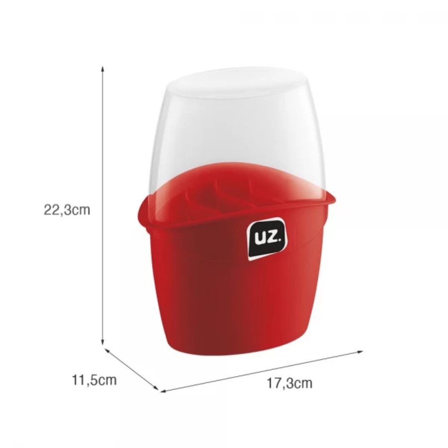 Organizador Porta Talheres Com Tampa E 4 Divisórias Interna Vermelho