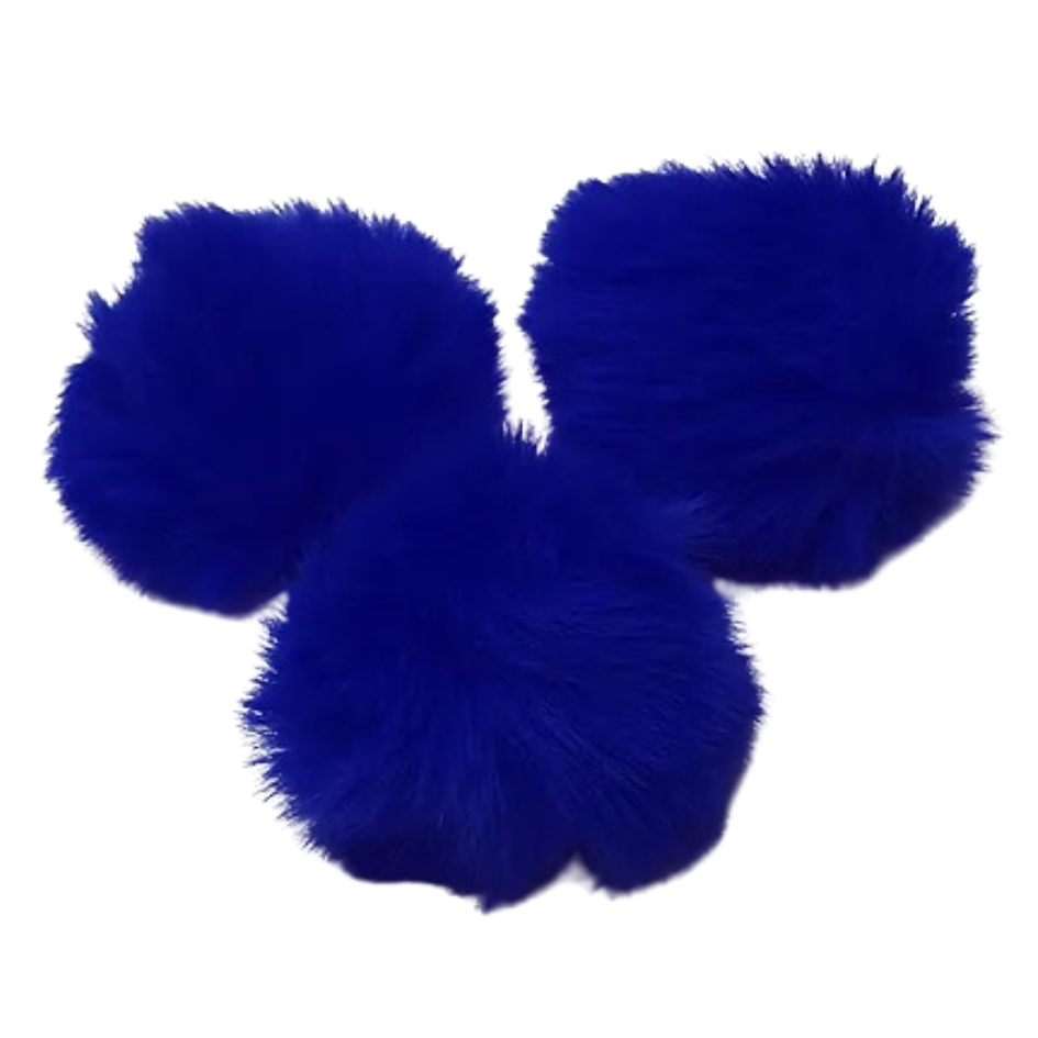 5 Pompons Pelúcia Elástico 50mm Vermelho Azul Royal Preto