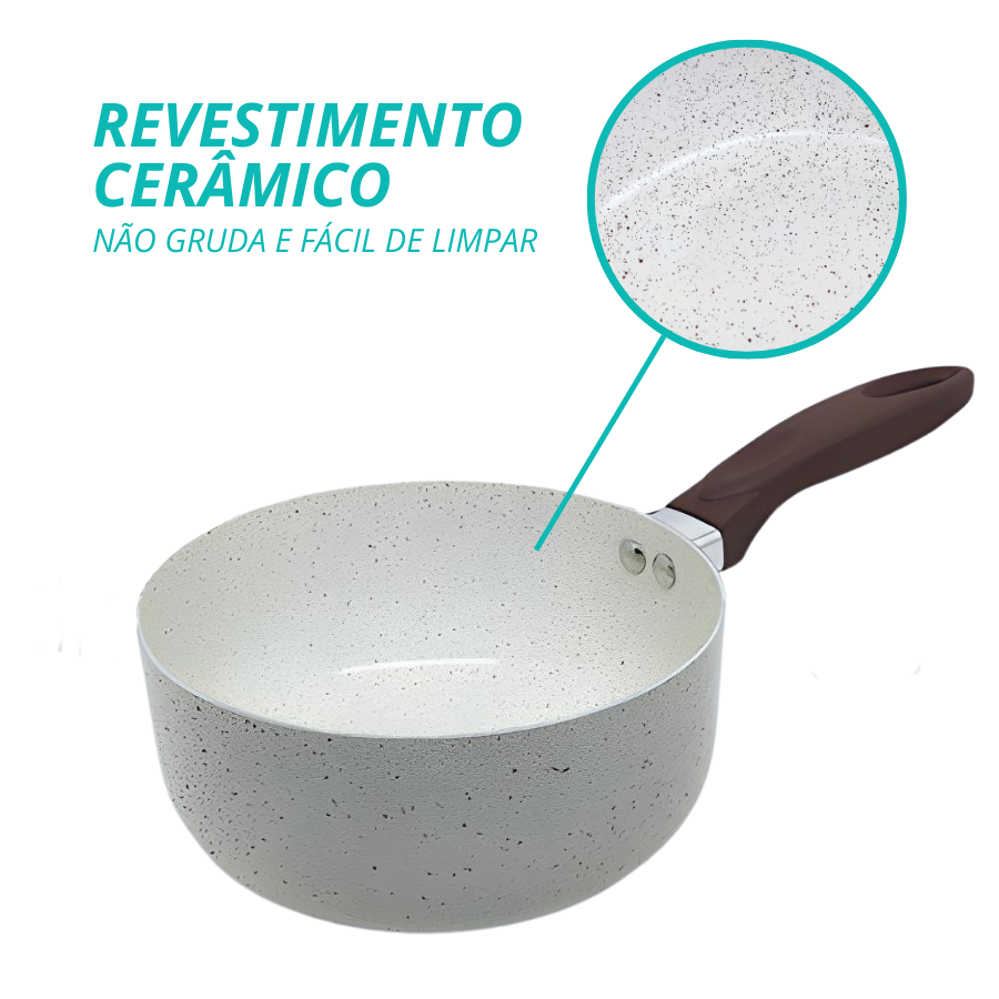 Panela De Indução Antiaderente Cerâmica 18cm Florença Bege