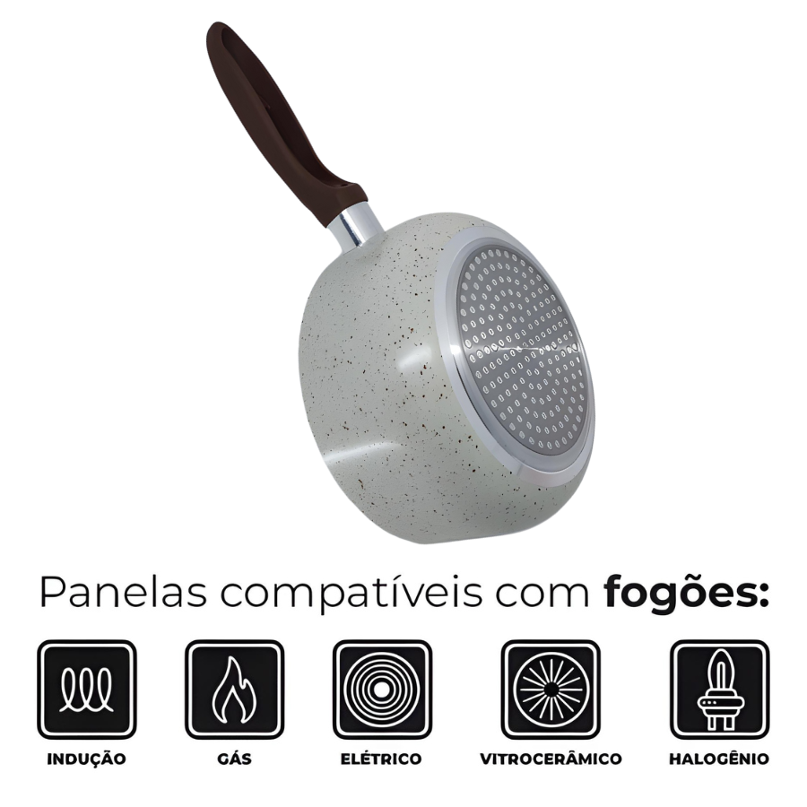 Panela De Indução Antiaderente Cerâmica 18cm Florença Bege