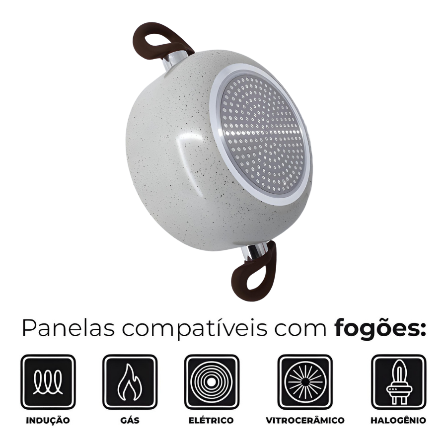Caçarola De Indução Antiaderente Cerâmica 22cm Florença Bege
