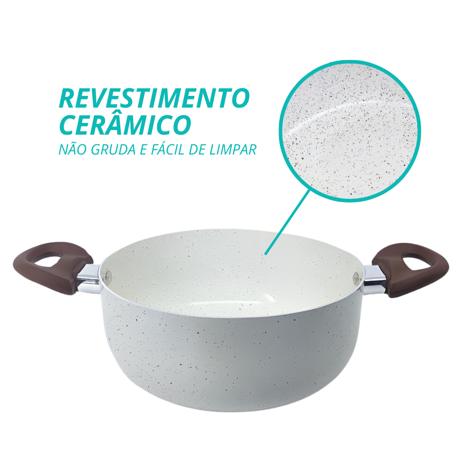 Caçarola De Indução Antiaderente Cerâmica 22cm Florença Bege