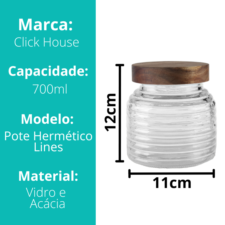 Pote Hermetico Lines Tampa Acacia 700ml - V1078.U03
