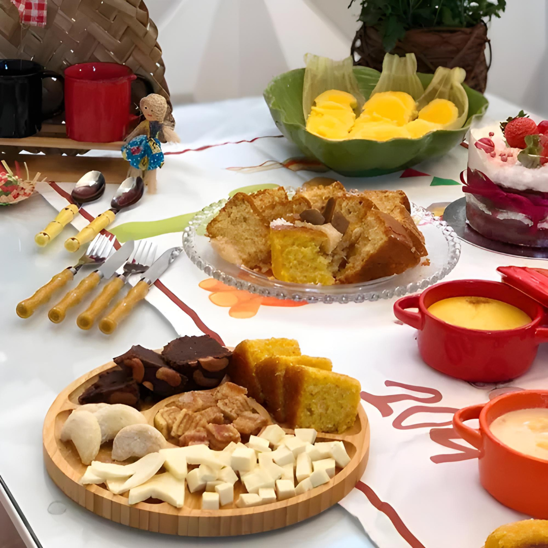 Petisqueira Travessa Porta Doce Bandeja Redonda Com 5 Divisórias De Bambu 25cm