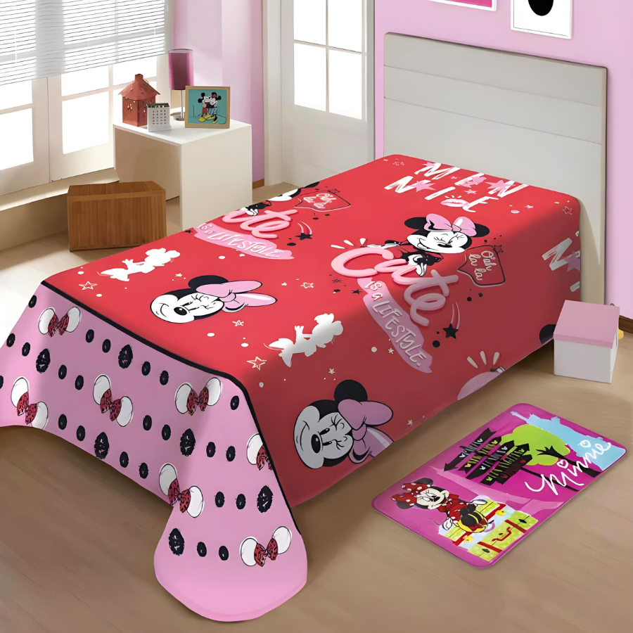 Manta Infantil E Juvenil Minnie Mouse Solteiro Anti Alérgico