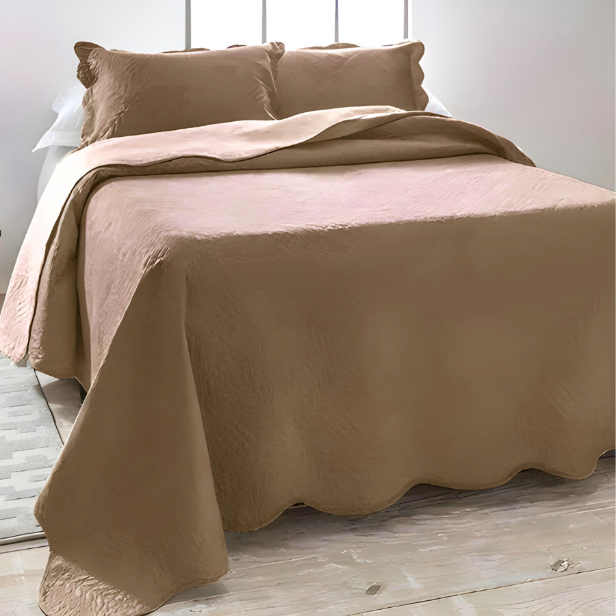 Colcha Casal Cobre Leito Matelado 220x240cm Marrom 3 Peças