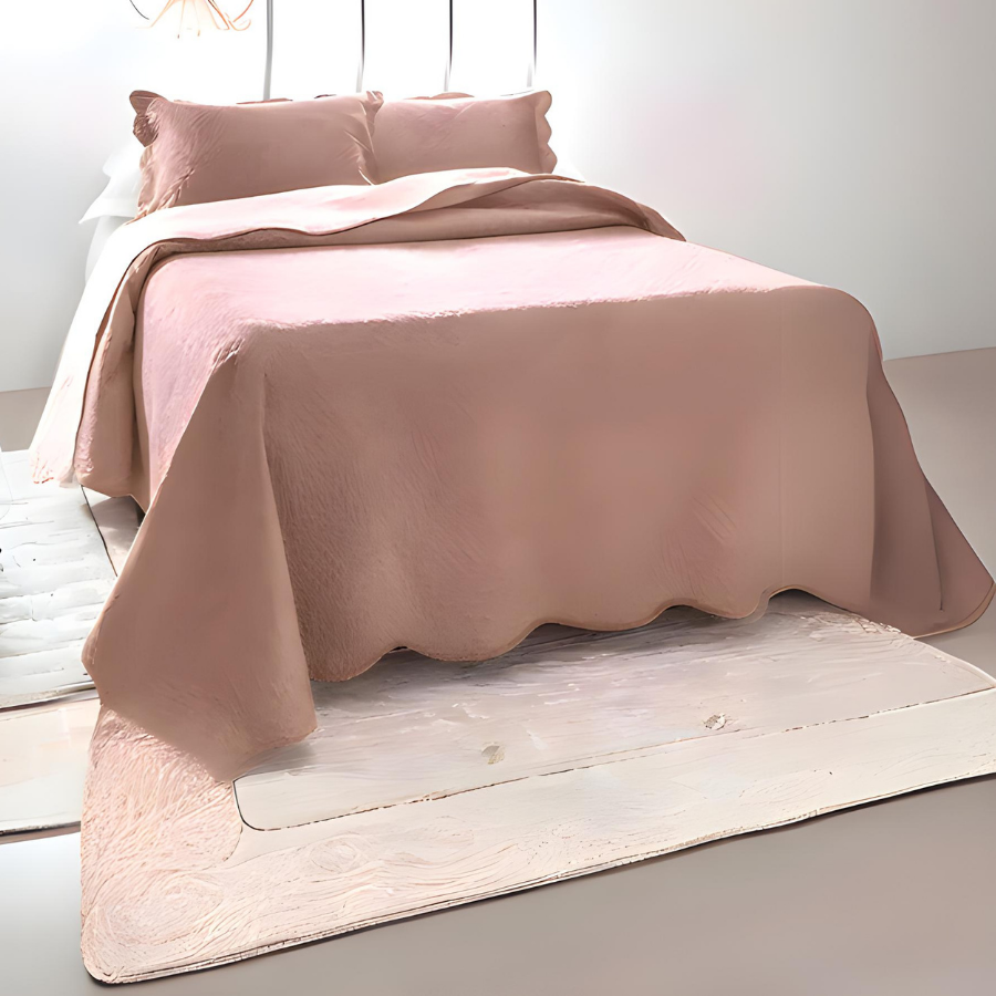 Colcha Queen Cobre Leito Matelado 240x260cm Rosa 3 Peças