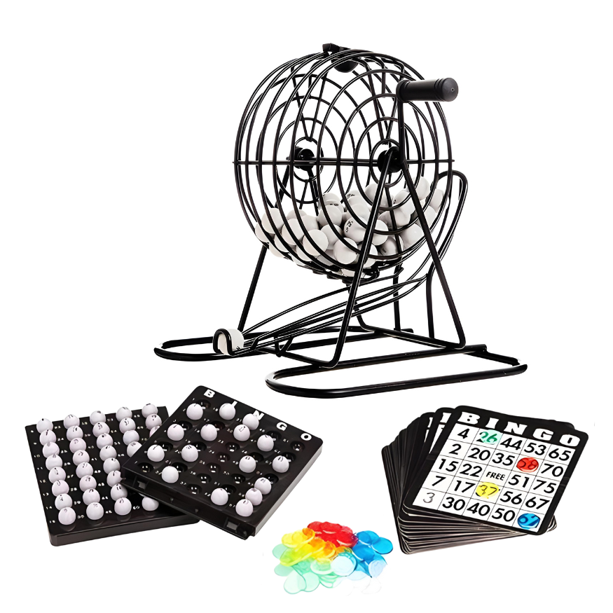 Bingo Profissional Completo Grande Metal 75 Bolinhas com Cartelas