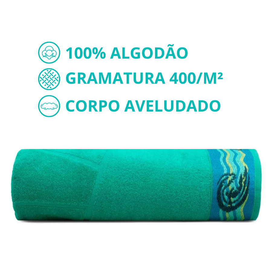 Toalha Beach 78cm x 1,50m Surf Verde - 23373 - 750200063.949.00001 - Appel