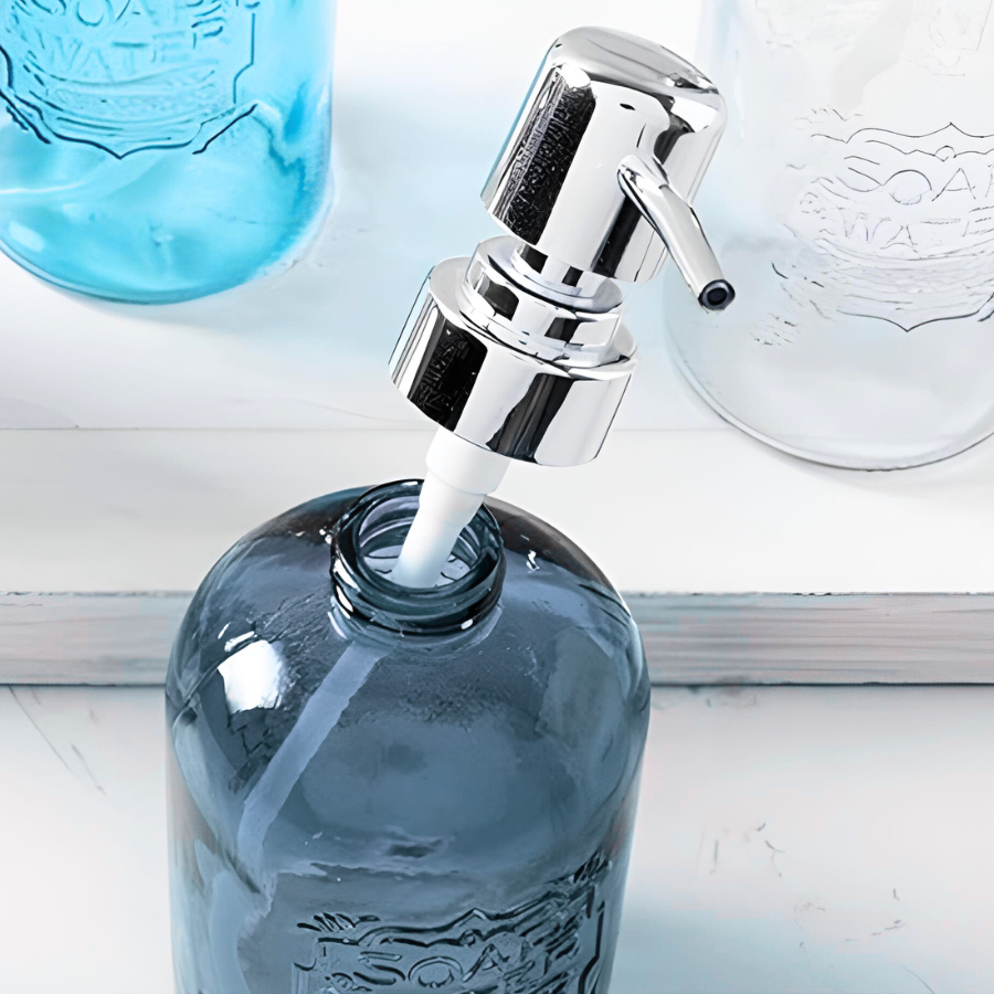 Porta Sabonete Liquido Álcool Gel Vidro Luxo 490ml Cinza