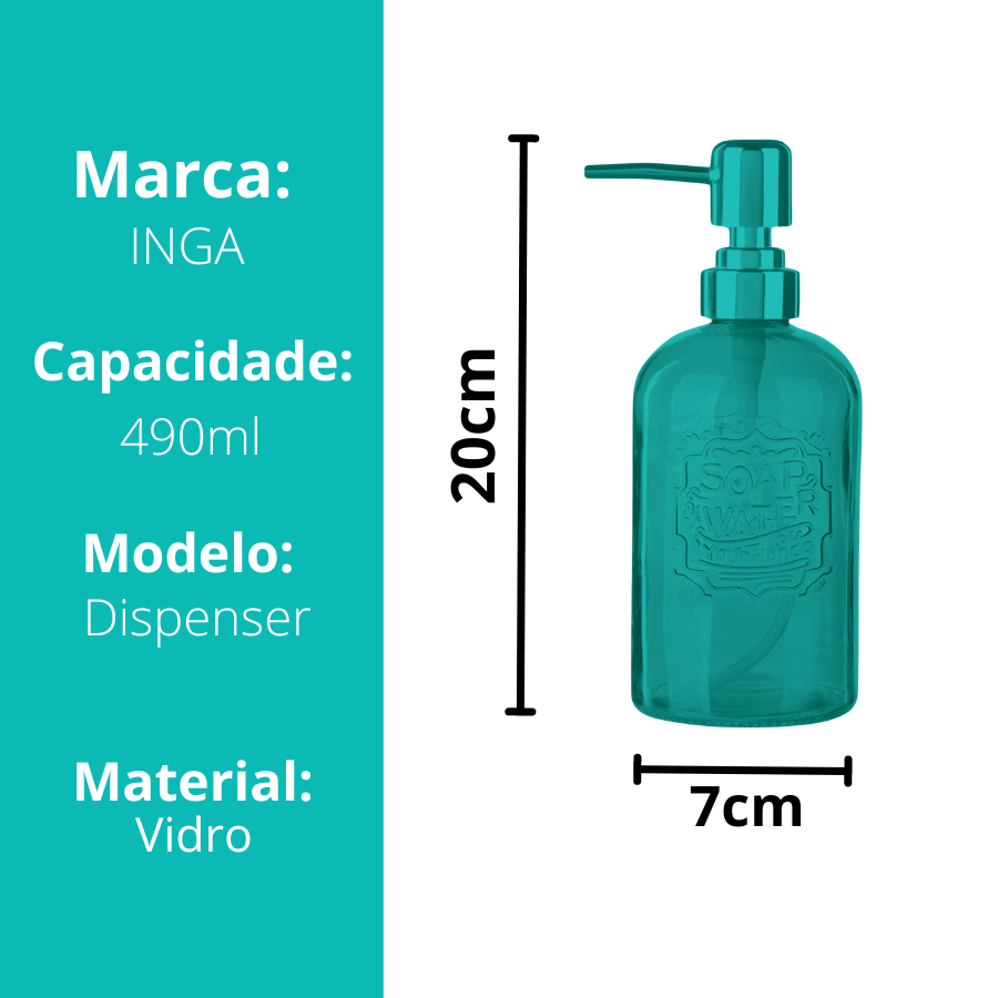 Porta Sabonete Liquido Álcool Gel Vidro Luxo 490ml Cinza