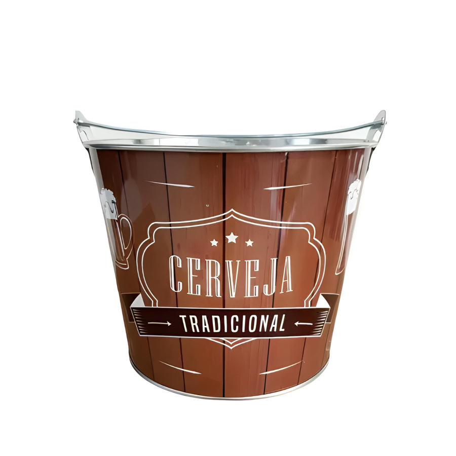 Balde Baldinho De Gelo Aço Inox Para Bebidas Cerveja Champanhe Vinho Marrom 4,8L