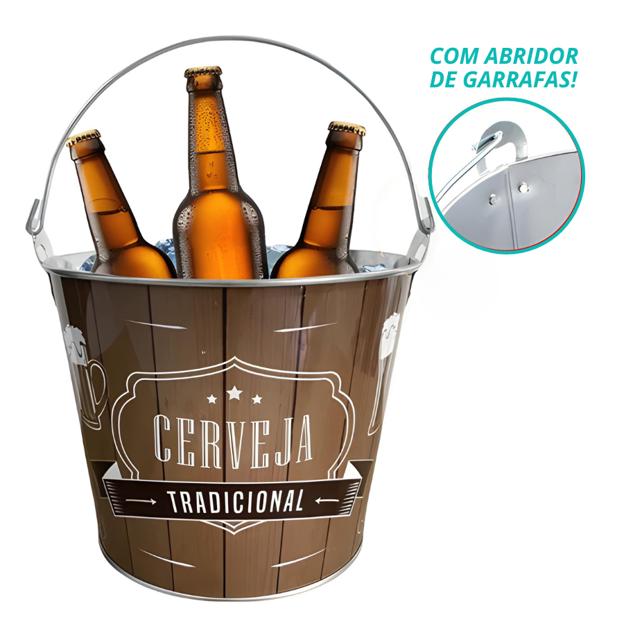 Balde Baldinho De Gelo Aço Inox Para Bebidas Cerveja Champanhe Vinho Marrom 4,8L