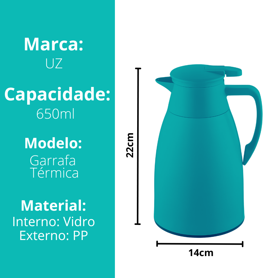 Bule Termico 650ml Rosa - UZ7081-ROS