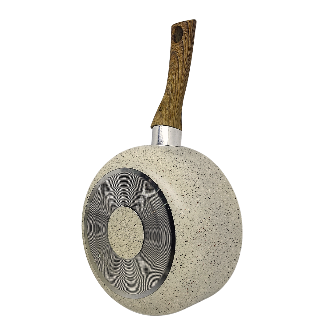 Panela De Cerâmica Com Tampa De Vidro Antiaderente Sahara Vanilla 18cm