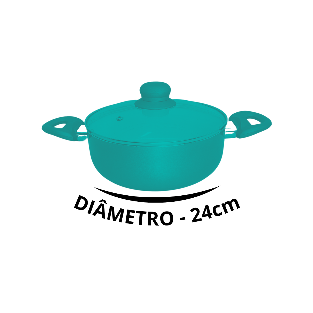 Panela Caçarola De Cerâmica Com Tampa De Vidro Antiaderente Sahara Vanilla 24cm