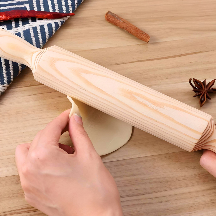 Rolo De Massa Em Bambu Suporte Pão Pizza Confeitaria Profissional 48cm