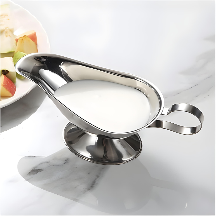 Molheira Tigela Aço Inox Aladim Molhos Gourmet Azeite Com Pé E Alça 230ml