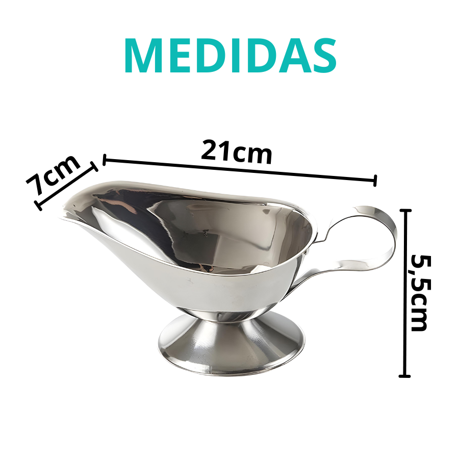 Molheira Tigela Aço Inox Aladim Molhos Gourmet Azeite Com Pé E Alça 230ml