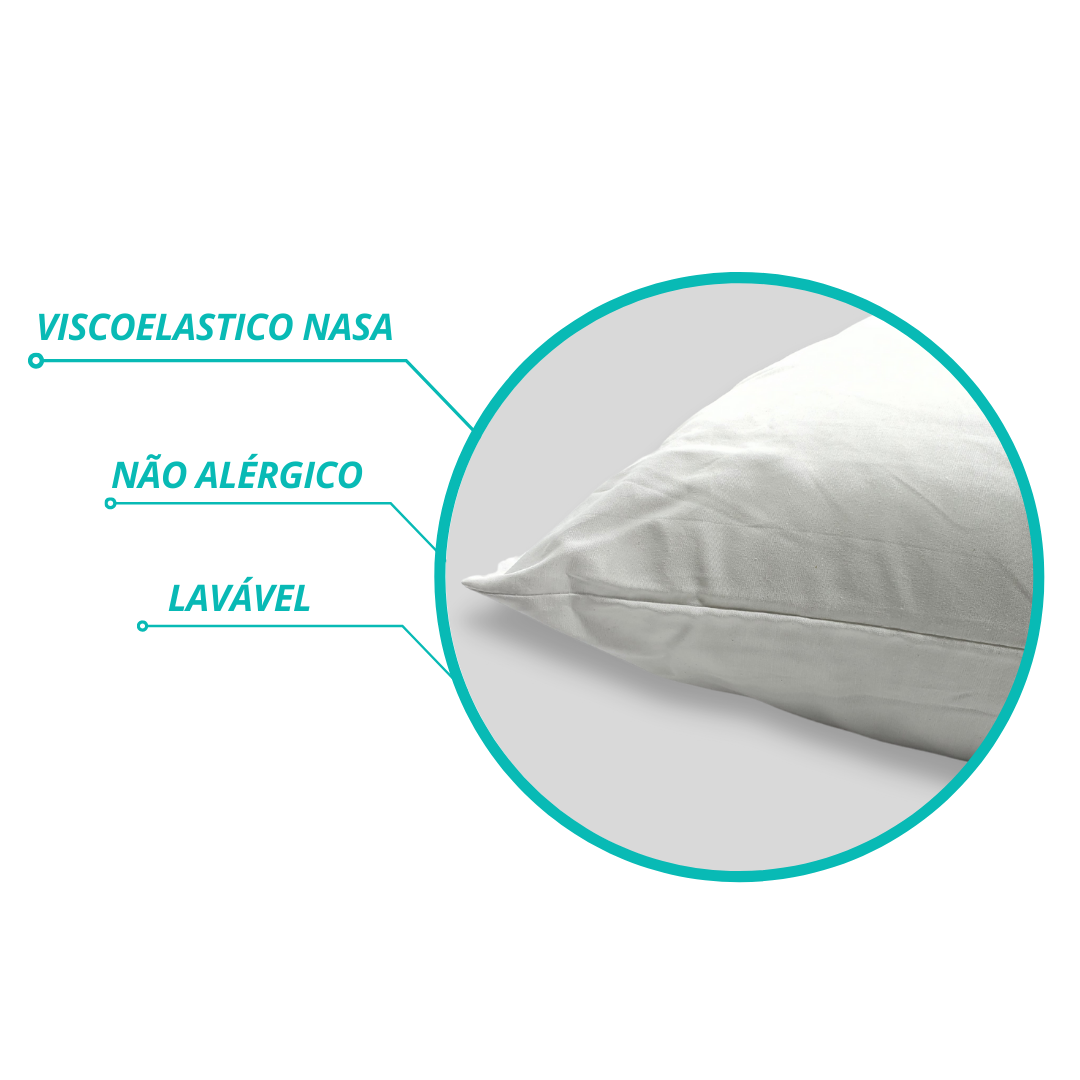 Travesseiro Flocado Viscoelástico Comfort Sono Dream Macio Toque Suave 50x70cm