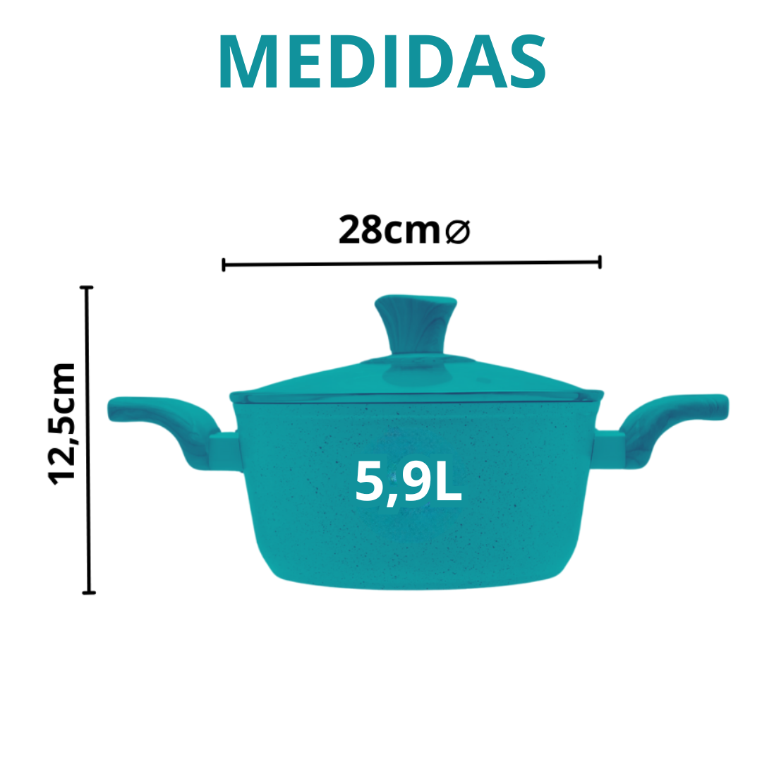 Panela Caçarola Creme Antiaderente Indução Com Tampa 28cm