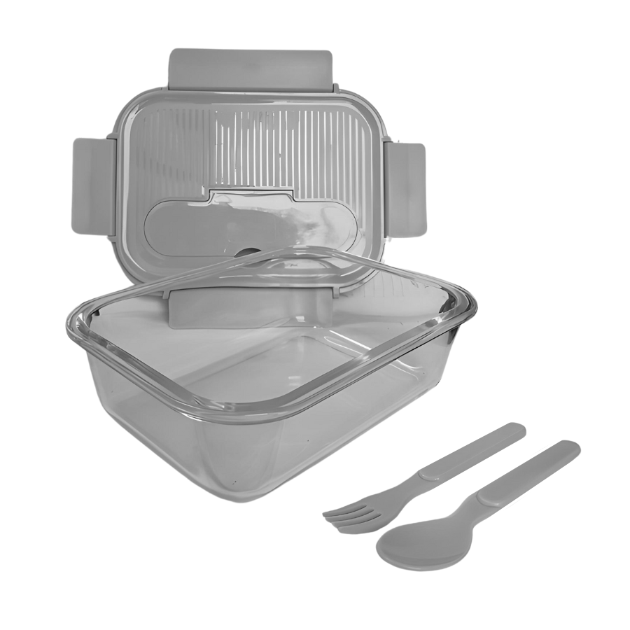 Pote Vidro Marmita Tampa Hermético Trava 1040ml Cinza Talher