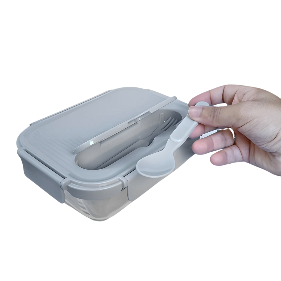 Pote Vidro Marmita Tampa Hermético Trava 1040ml Cinza Talher