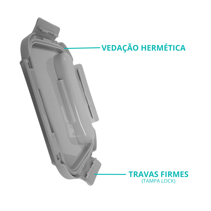 Pote Vidro Marmita Tampa Hermético Trava 1040ml Cinza Talher