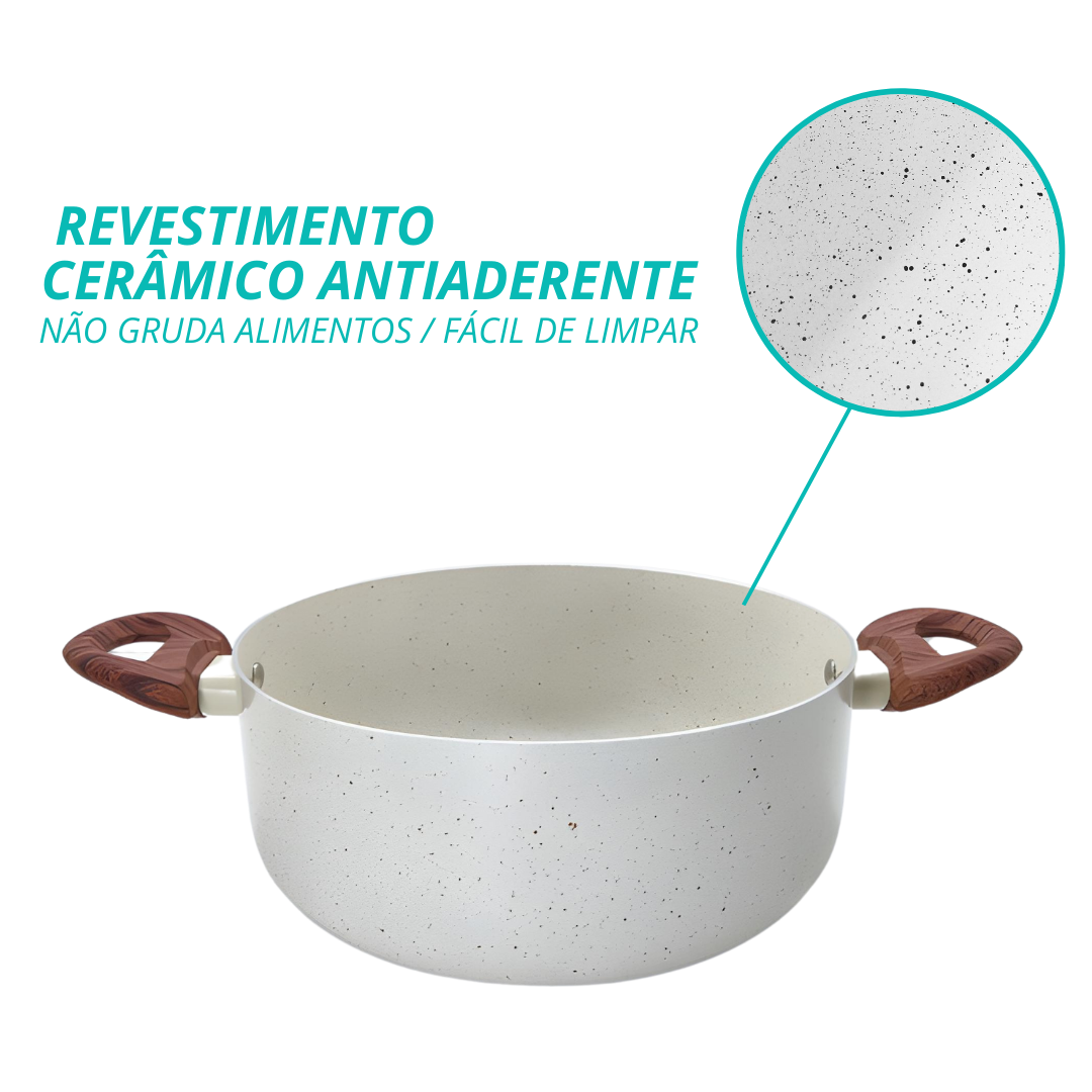 Caçarola De Indução Antiaderente Cerâmica 24cm Yafo Vanilla