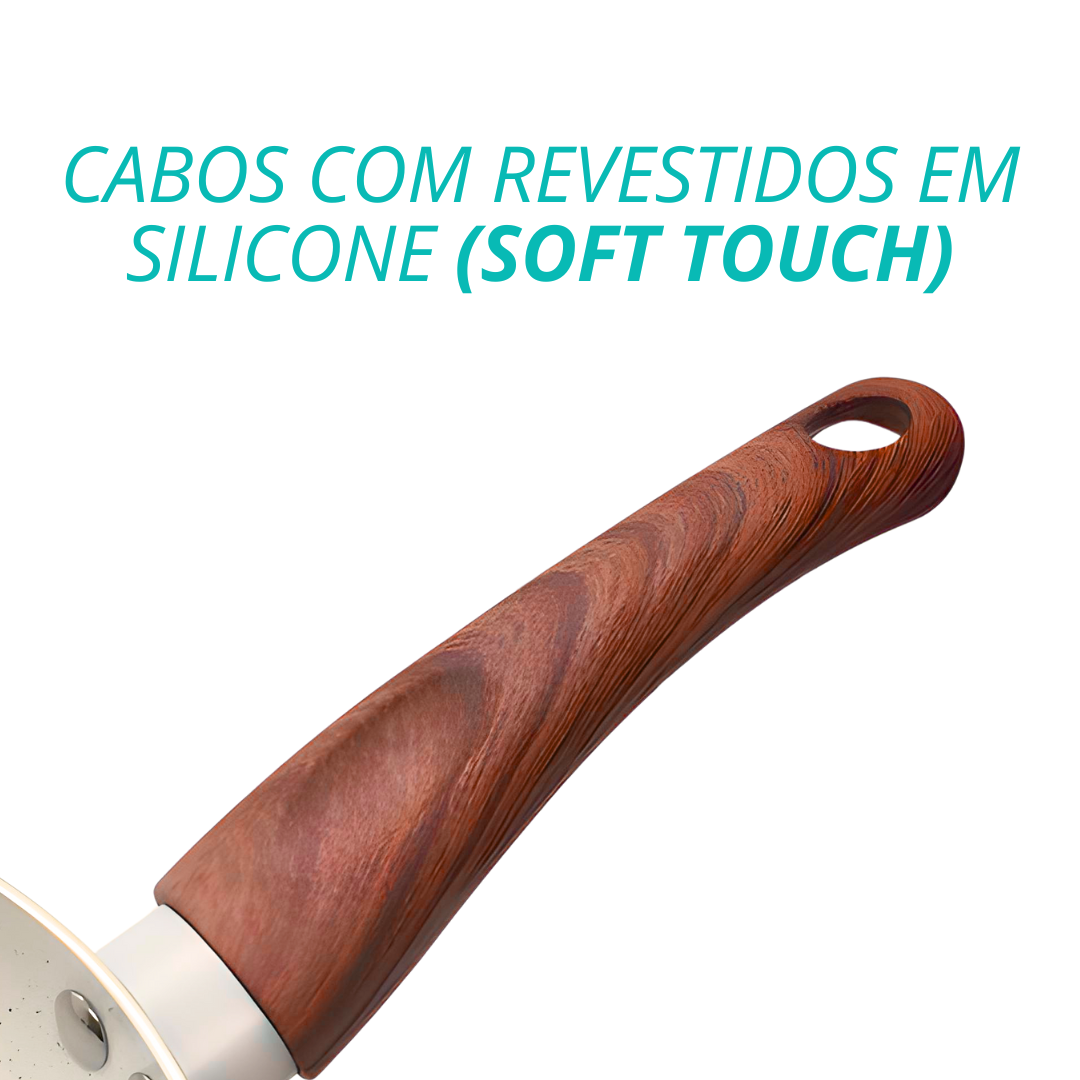 Panela Indução Antiaderente Cerâmica 20cm Yafo Creme Vanilla