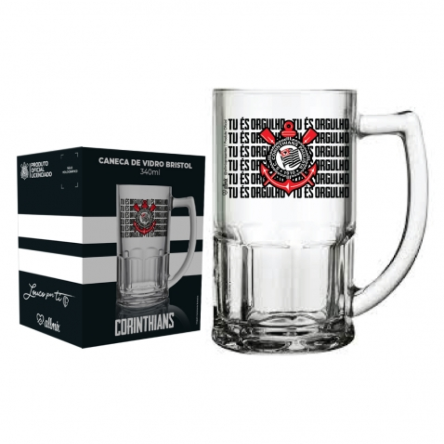 Caneca De Vidro Bristol 340ml Corinthians - 119039