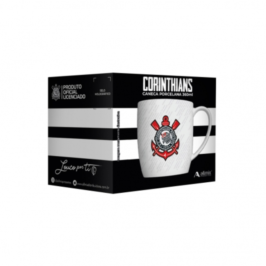 Caneca Porcelana 360ml Corinthians Democracia Branco - 441139