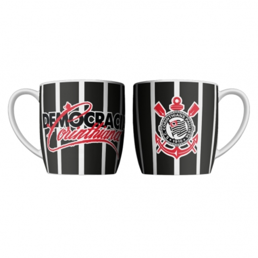 Caneca Porcelana 360ml Corinthians Democracia Preto - 441239