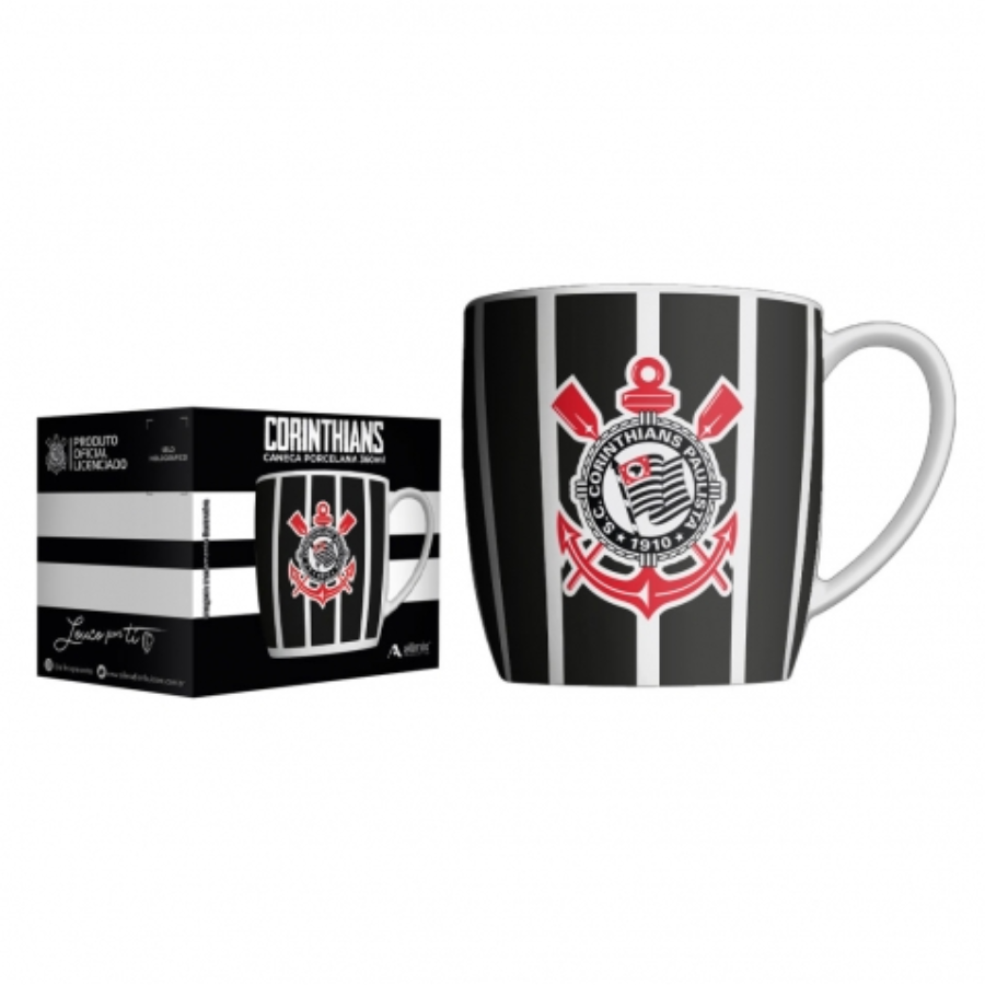 Caneca Porcelana 360ml Corinthians Democracia Preto - 441239
