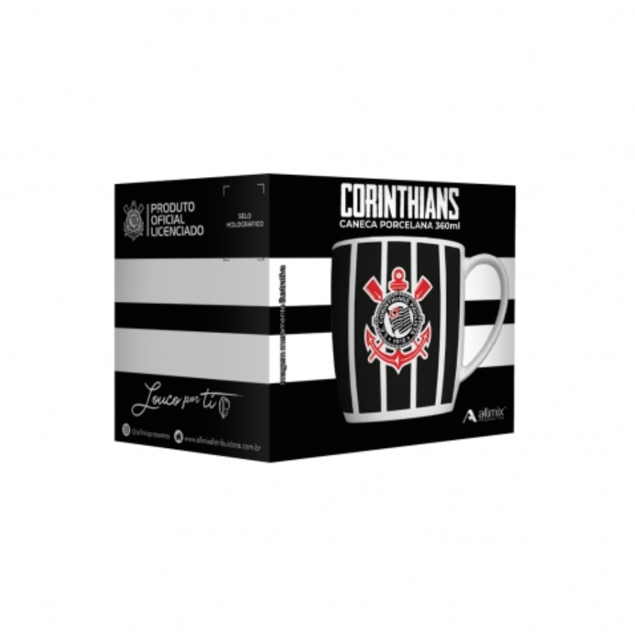 Caneca Porcelana 360ml Corinthians Democracia Preto - 441239