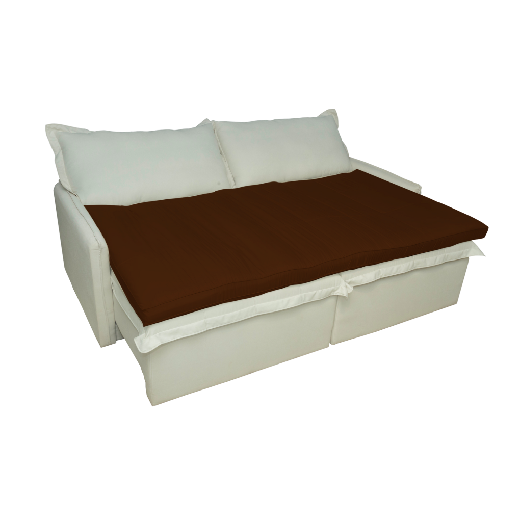 Pillow Top de Sofá Retrátil e Reclinável Almofada Fibras Macias Marrom 210X100cm